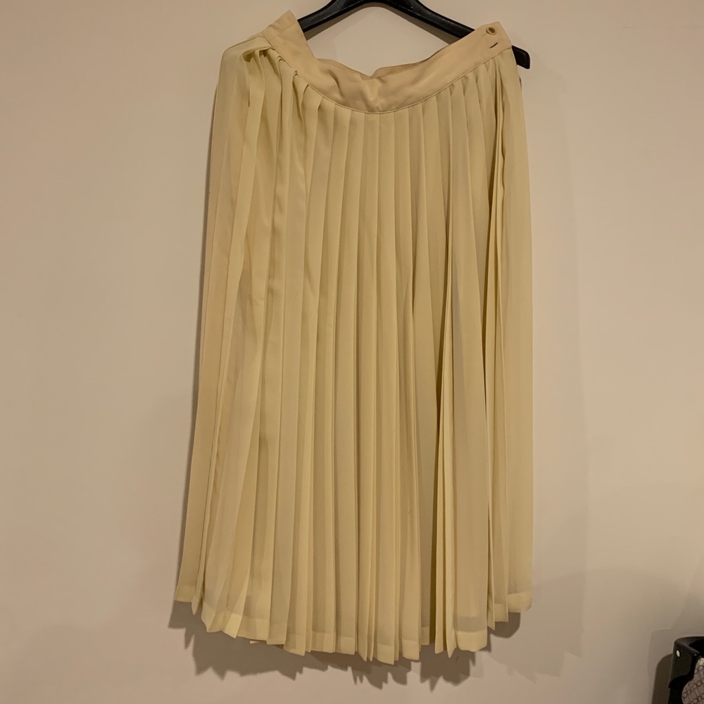 Louis Feraud vintage cream pleated midi skirt 12